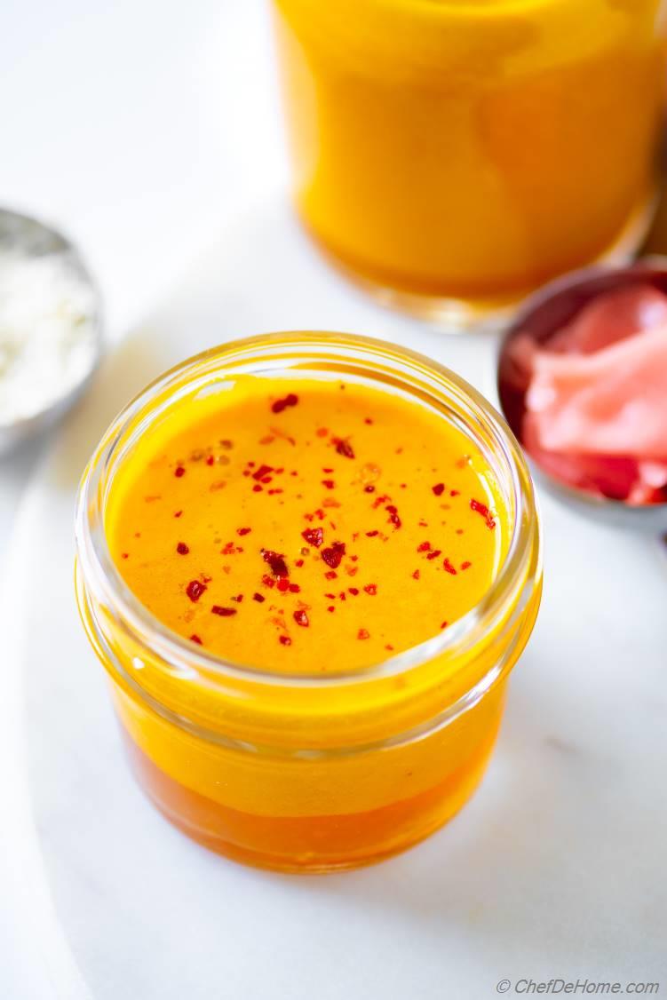 Japanese Creamy Savory Miso Carrot Ginger Dressing