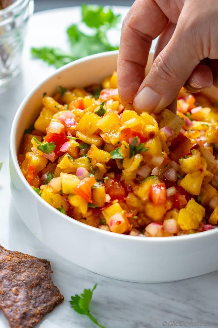The best ever Pineapple Salsa recipe with grilled pineapple