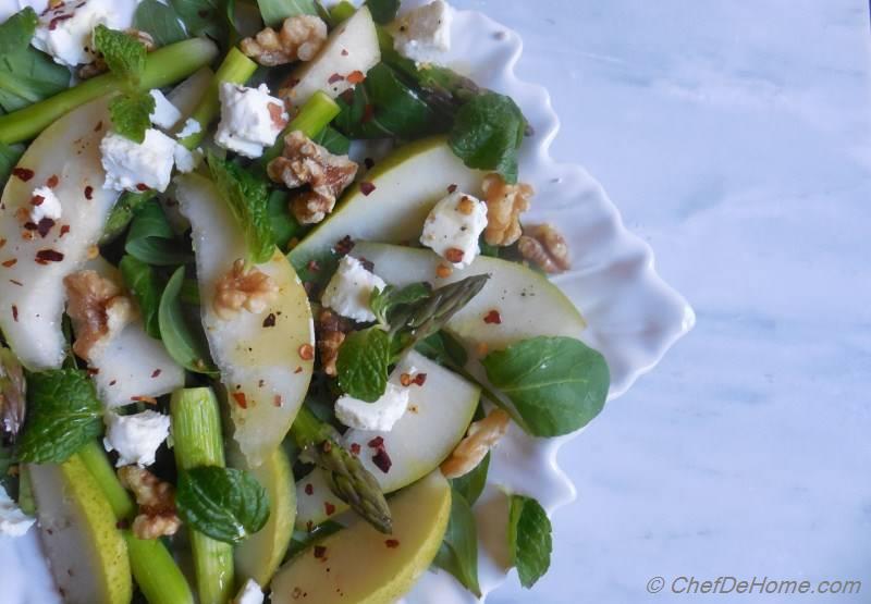 Pear and Asparagus Salad with Walnuts and Goat Cheese Recipe