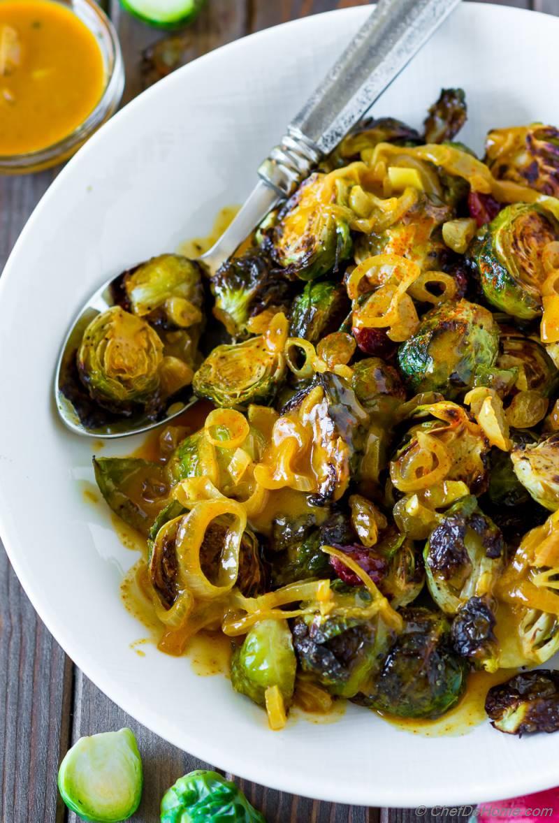 Roasted Brussel Sprouts with Coconut Curry Sauce Recipe | ChefDeHome.com