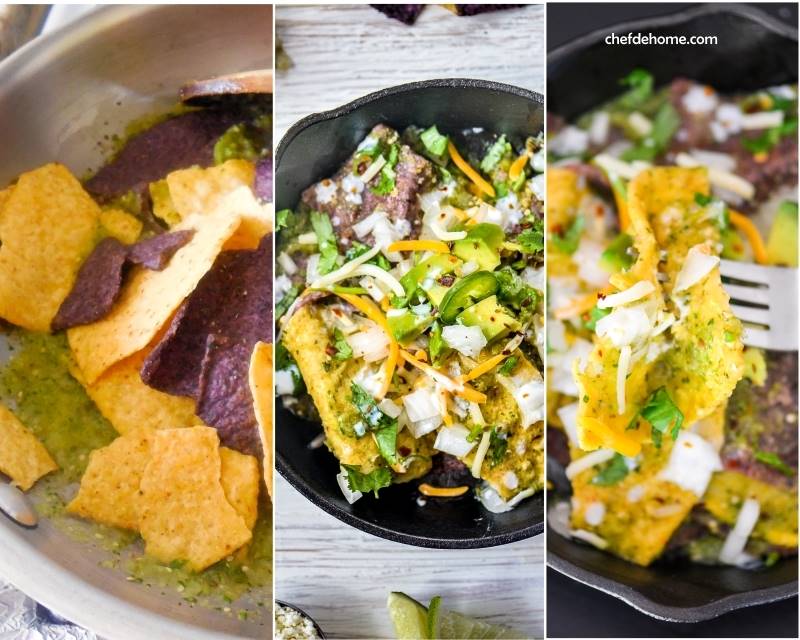 Breakfast Chilaquiles Verde Roasted Tomatillos Salsa Recipe