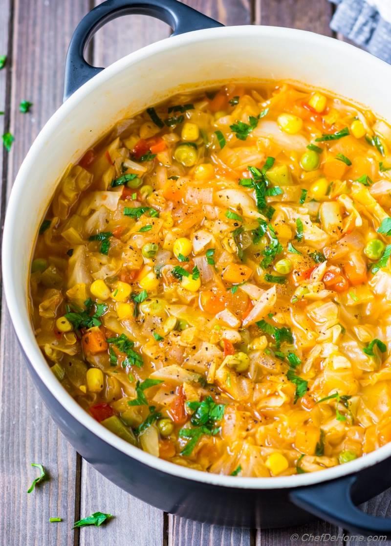 Vegetarian Cabbage Soup Recipe | ChefDeHome.com