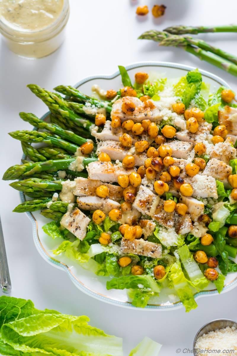 Chicken Caesar Salad with Asparagus Recipe