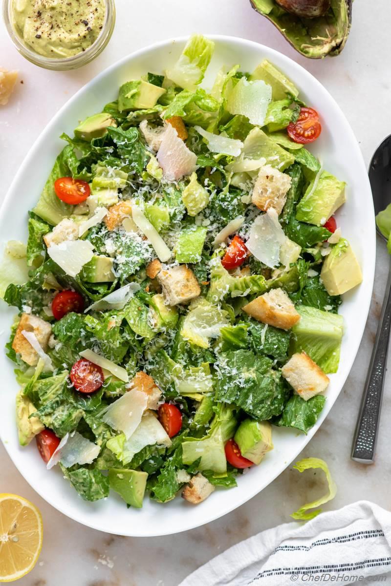 Avocado Caesar Salad with Avocado Caesar Dressing Recipe