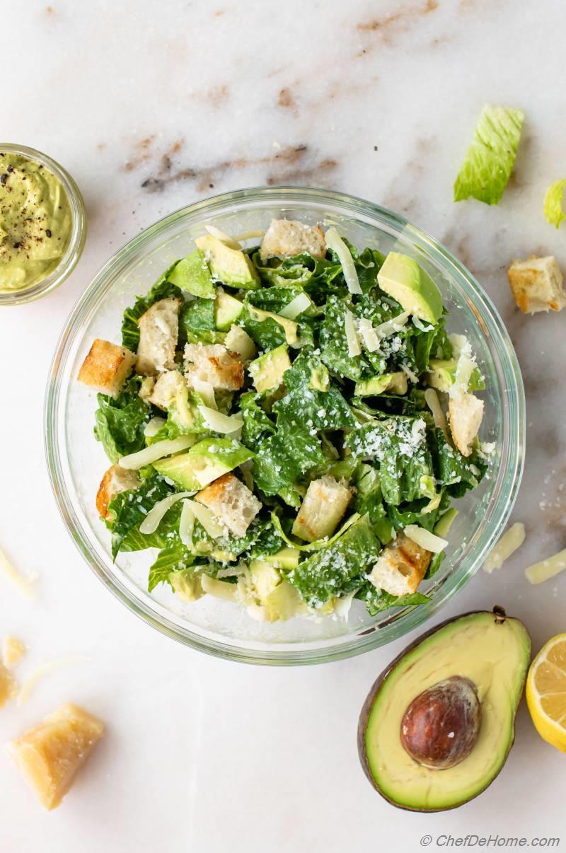 Avocado Caesar Salad with Avocado Caesar Dressing Recipe