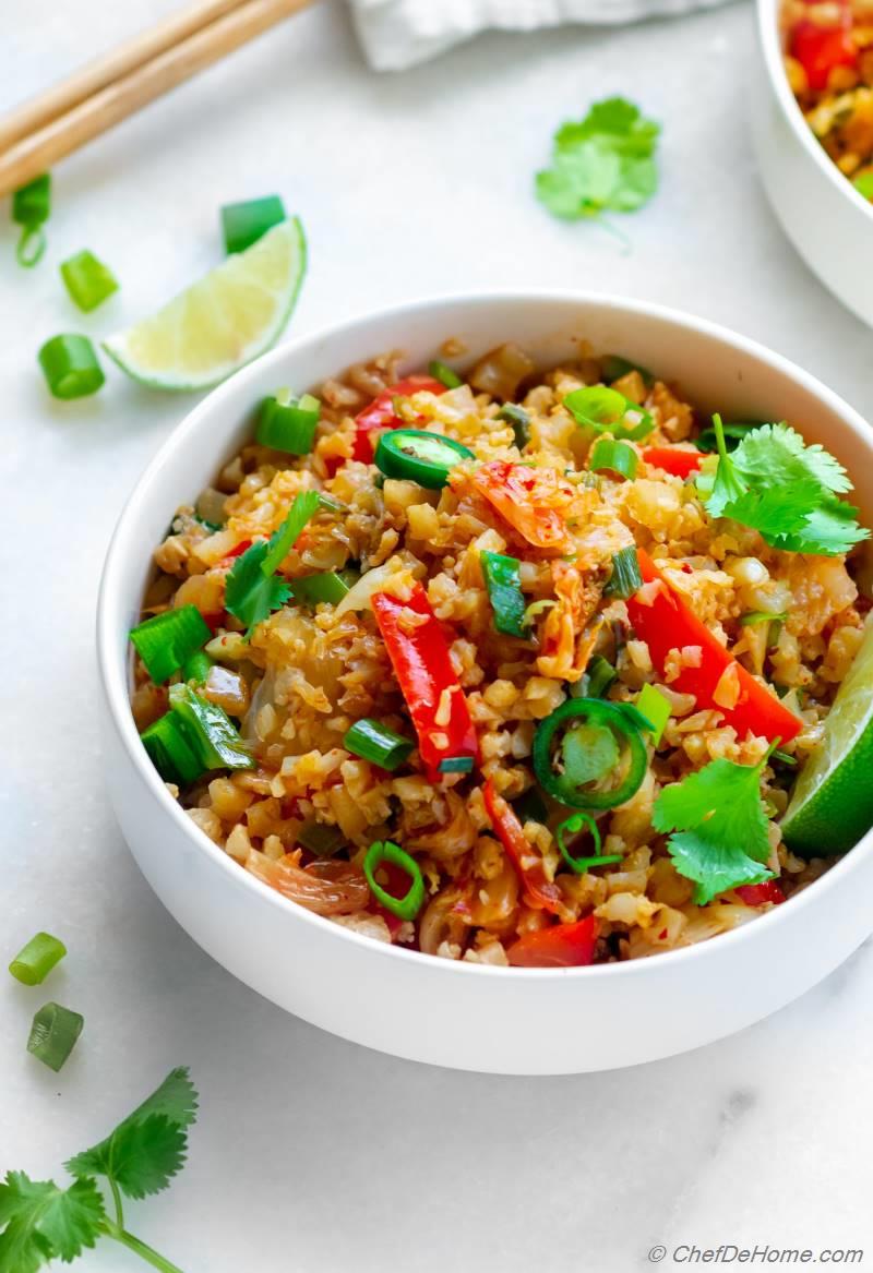 Kimchi Cauliflower Fried Rice Recipe