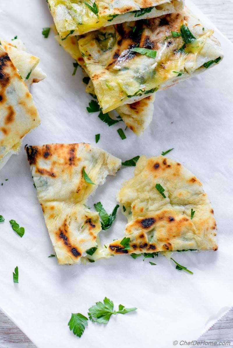 Grilled Garlic Cheese Naan Bread Recipe