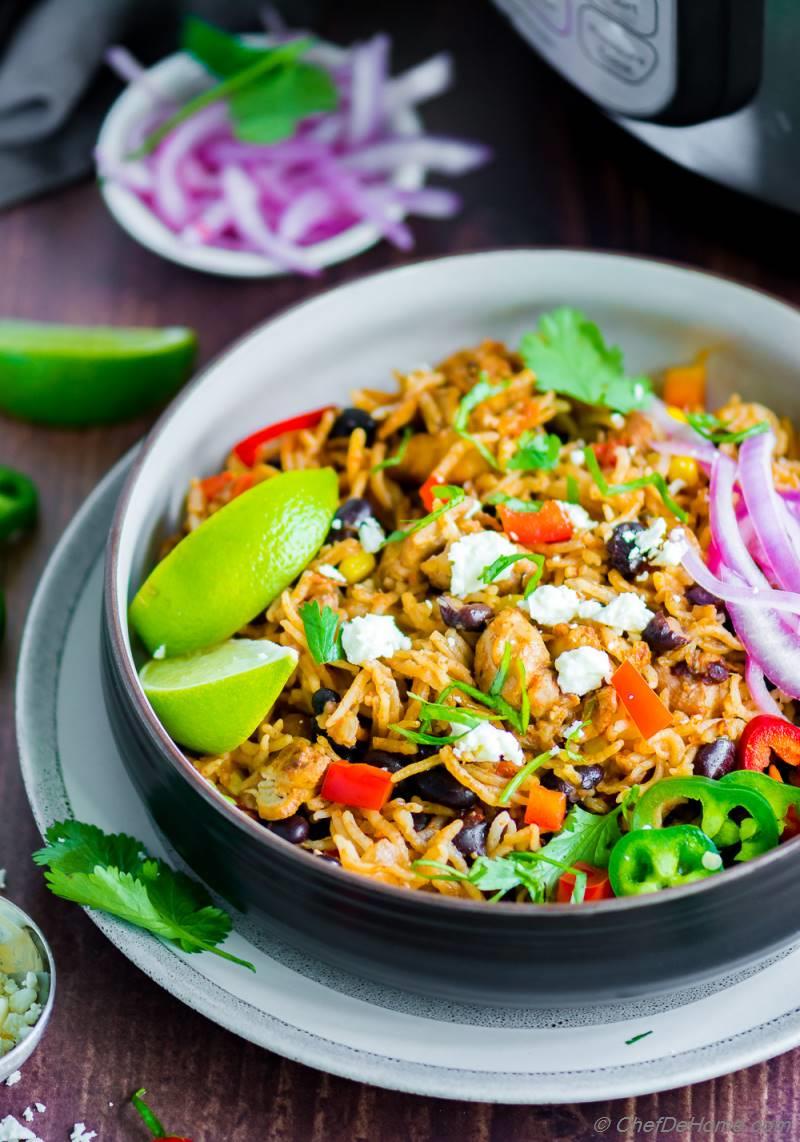 Chicken Burrito Bowl (Instant Pot/Pressure Cooker) Recipe