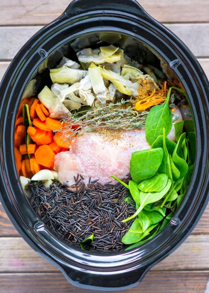 Chicken and Wild Rice Soup in Slow Cooker Recipe