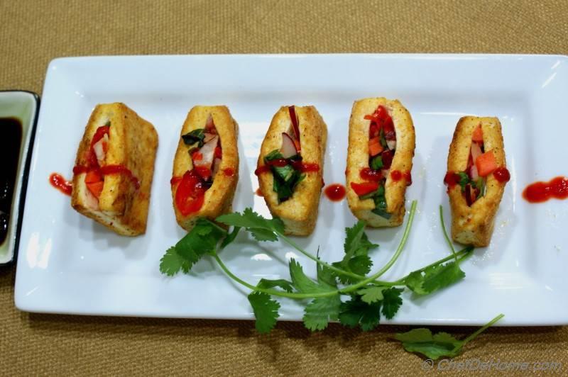 Crispy Tofu Snack Pockets with Crunchy Vegetables Filling Recipe