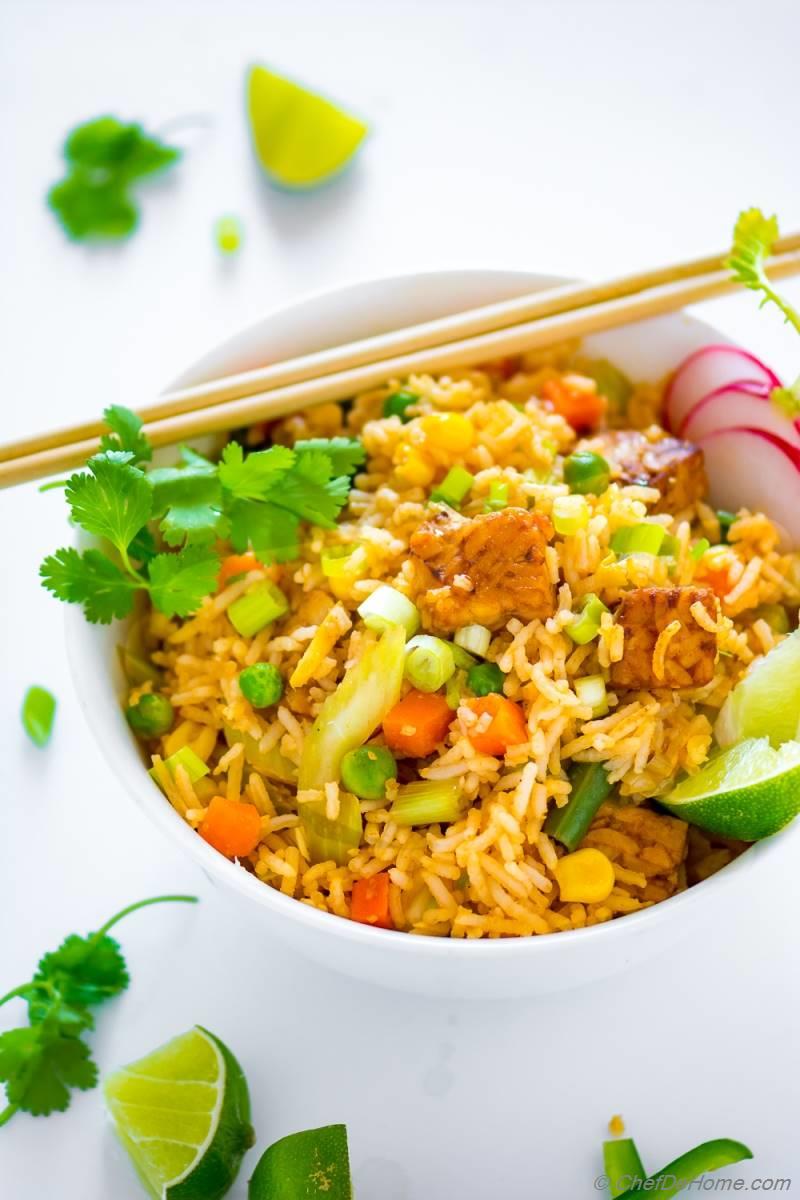 Vegan Fried Rice with Sriracha Tempeh Recipe