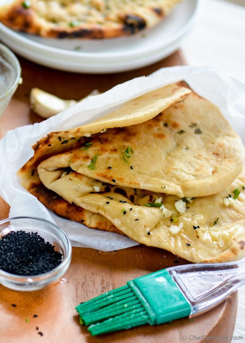Homemade Restaurant-Style Indian Garlic Naan Recipe | ChefDeHome.com