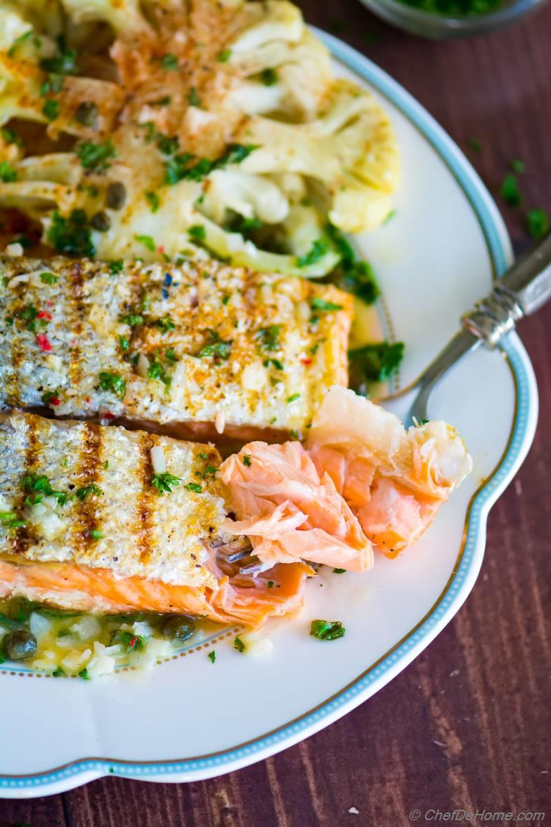 Grilled Salmon with Lemon-Butter Sauce Recipe | ChefDeHome.com