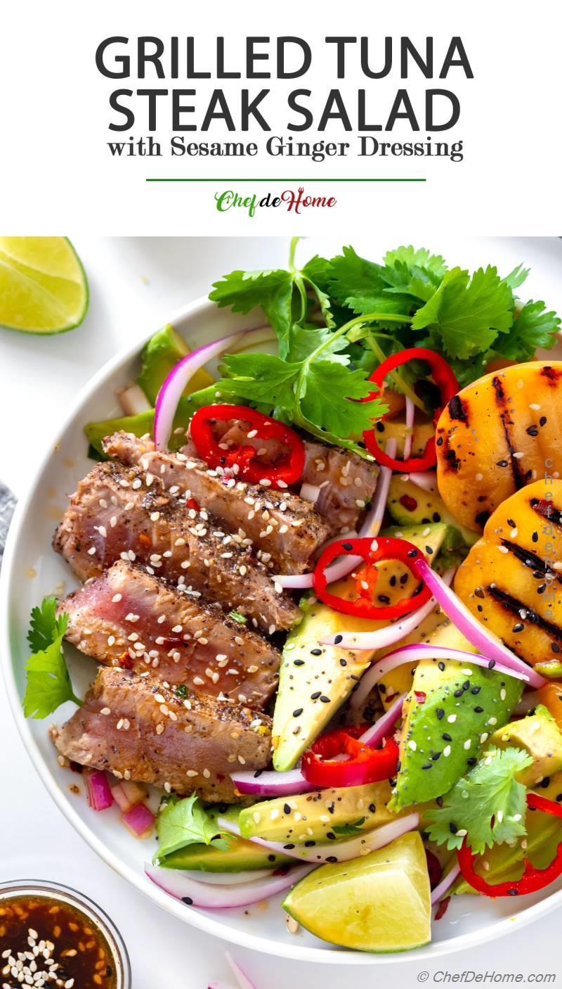 Grilled Tuna Steak Salad Recipe | ChefDeHome.com