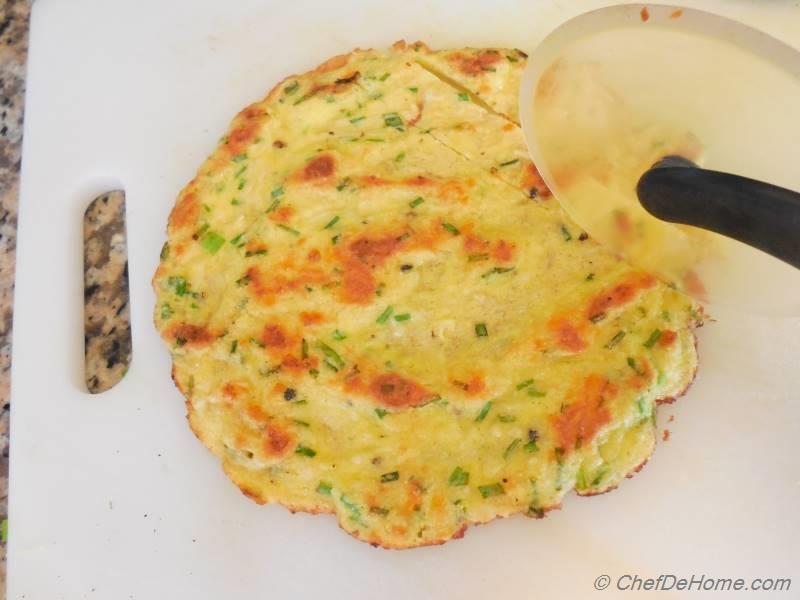 Kale and Zucchini Summer Soup with Chive Frittatine Croutons Recipe