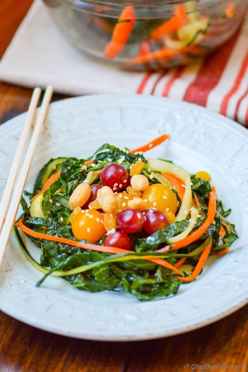 Sesame Sriracha Marinated Kale (Egg Nests) Salad Recipe