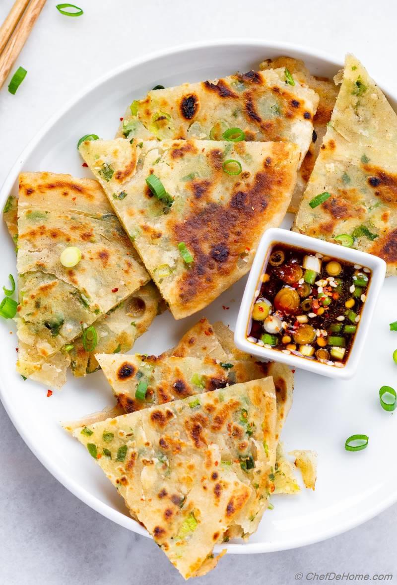 Scallion Pancake with Ginger Dipping Sauce Recipe