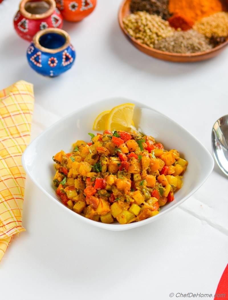 Potatoes, Squash and Poblano Curry Hash Recipe | ChefDeHome.com