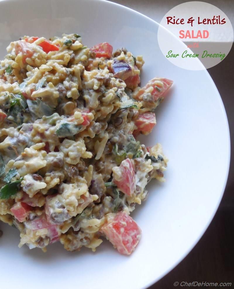Creamy, Tangy Rice & Lentils Salad with Sour Cream Dressing Recipe