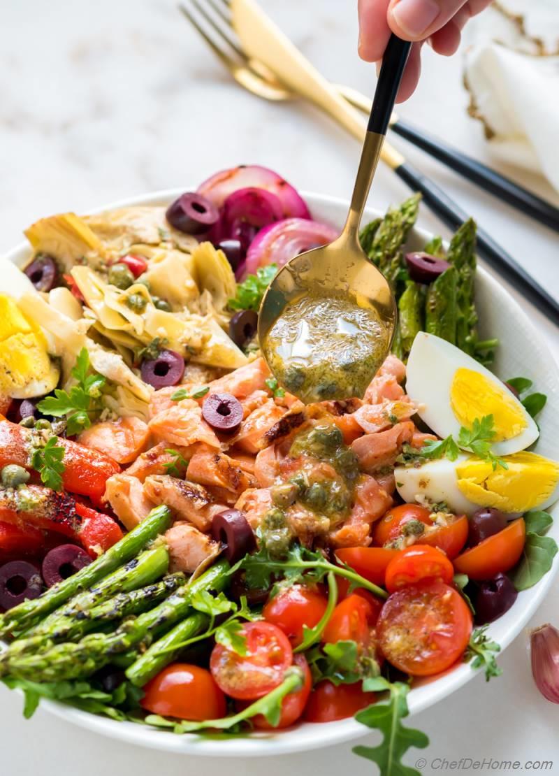 Grilled Salmon Niçoise Salad Recipe | ChefDeHome.com