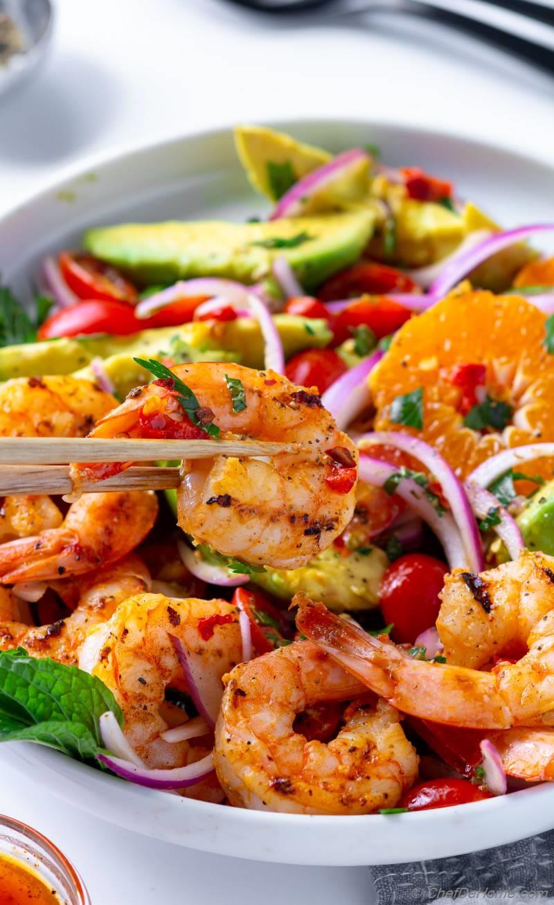 Grilled Shrimp Avocado Salad Recipe | ChefDeHome.com