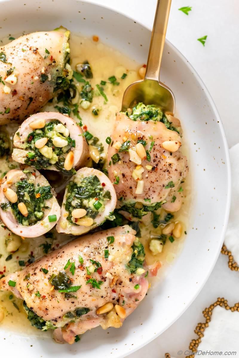Spinach and Feta Stuffed Chicken Thighs Recipe | ChefDeHome.com