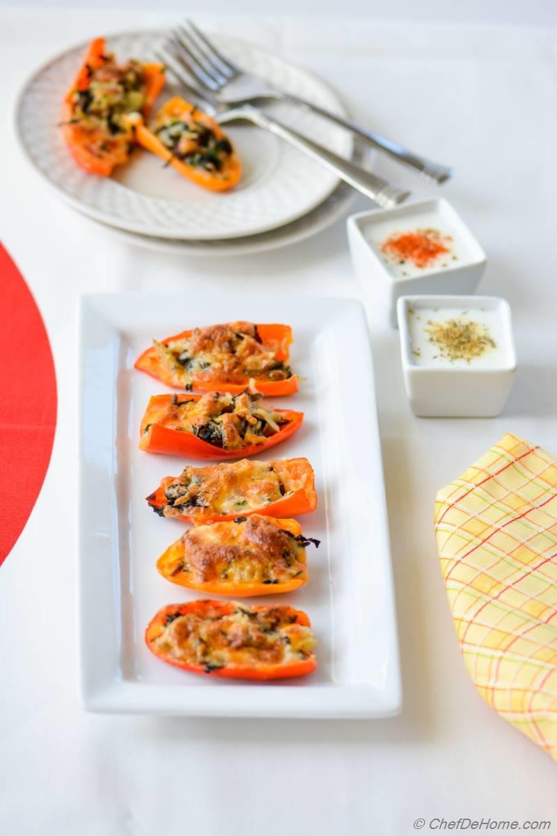Leftover Stuffing Stuffed Sweet Peppers with Two Kinds Buttermilk Dips