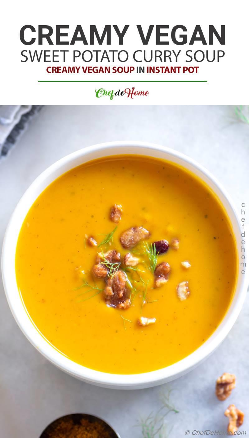 Creamy Curried Sweet Potato Soup with Coconut Milk - Vegan, Healthy ...