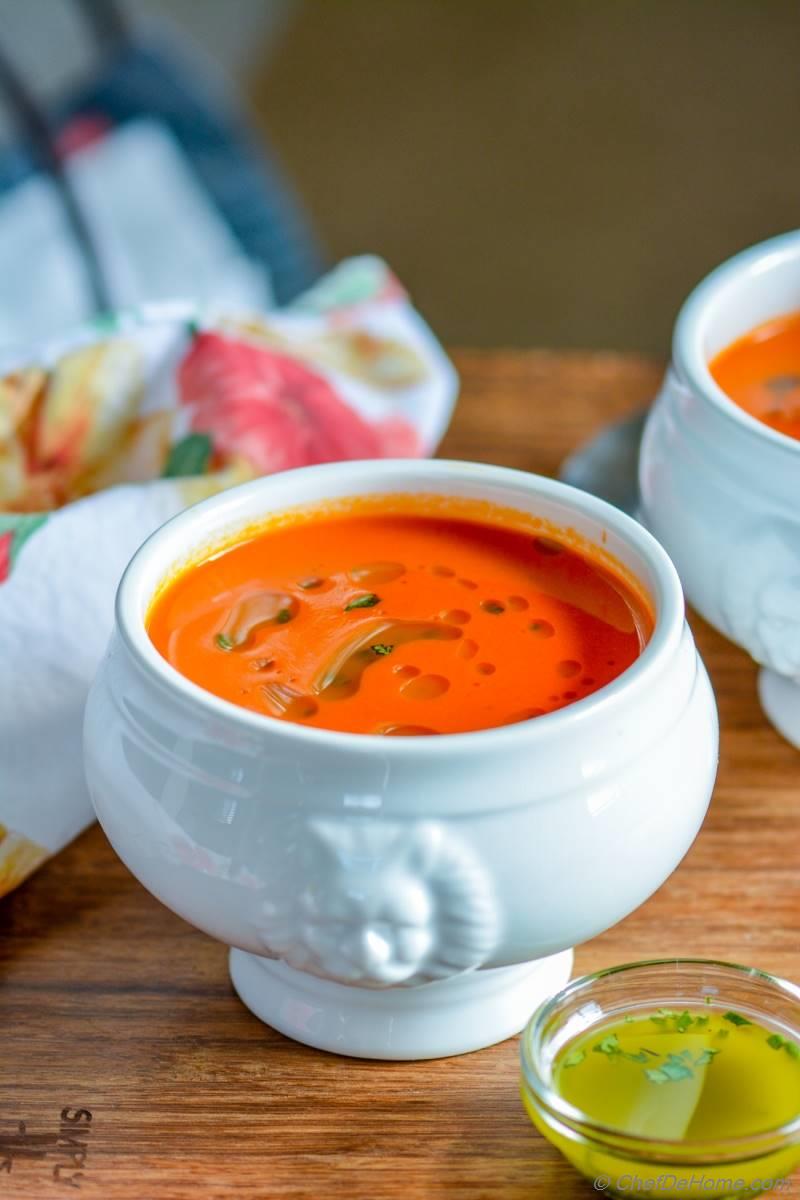 Tomato Bread Soup with Basil Oil Recipe