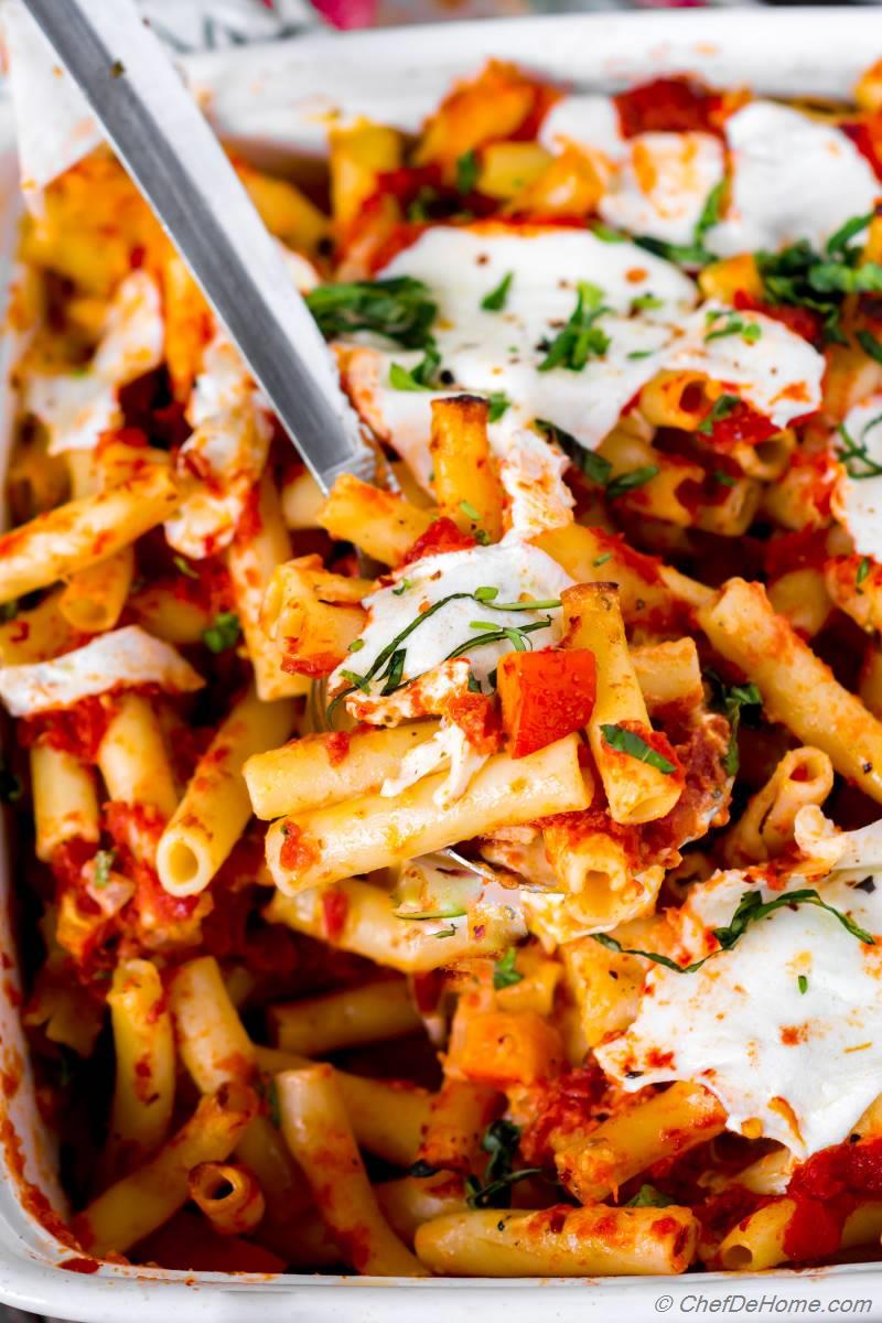 Meatless Baked Ziti with Red Kuri Squash Recipe